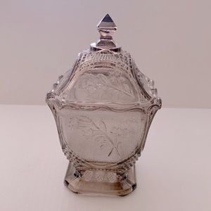 Vintage Crystal rose colored candy dish